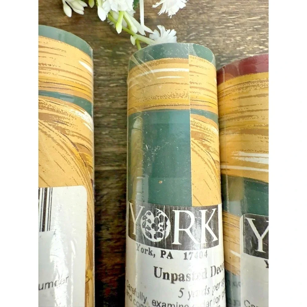 Vintage York Wallpaper Border Southwestern Brushstroke Burgundy Green NOS - 3